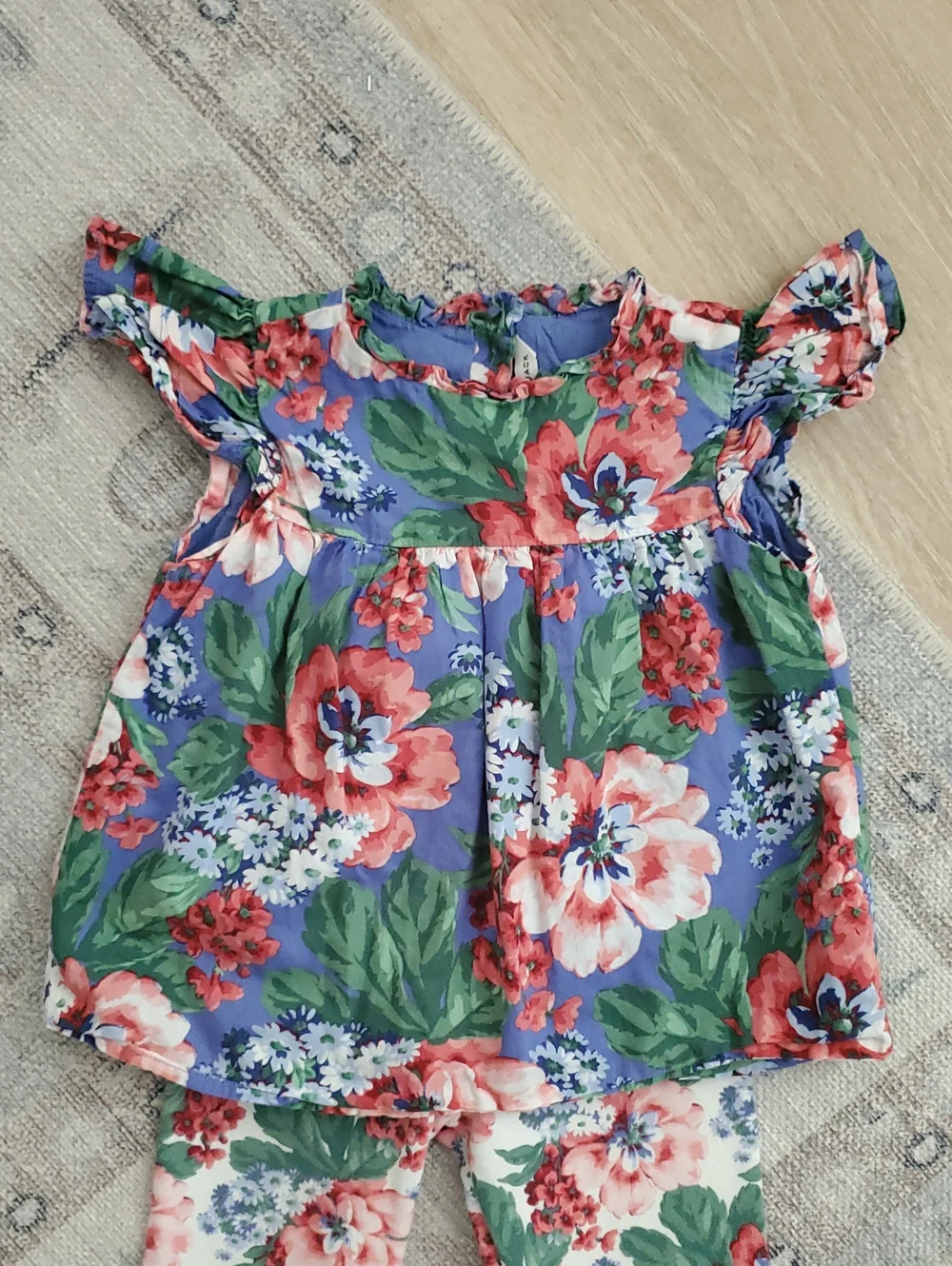 Janie And Jack Girls Floral Shirt Top And Ponte Pants Coordinating Set Sz5